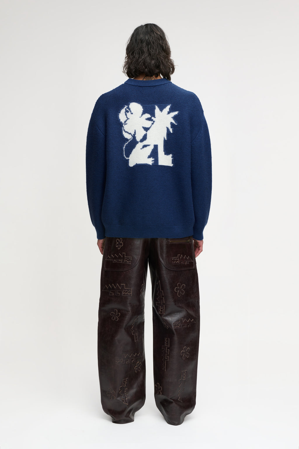 LION KNIT SWEATER BLUE