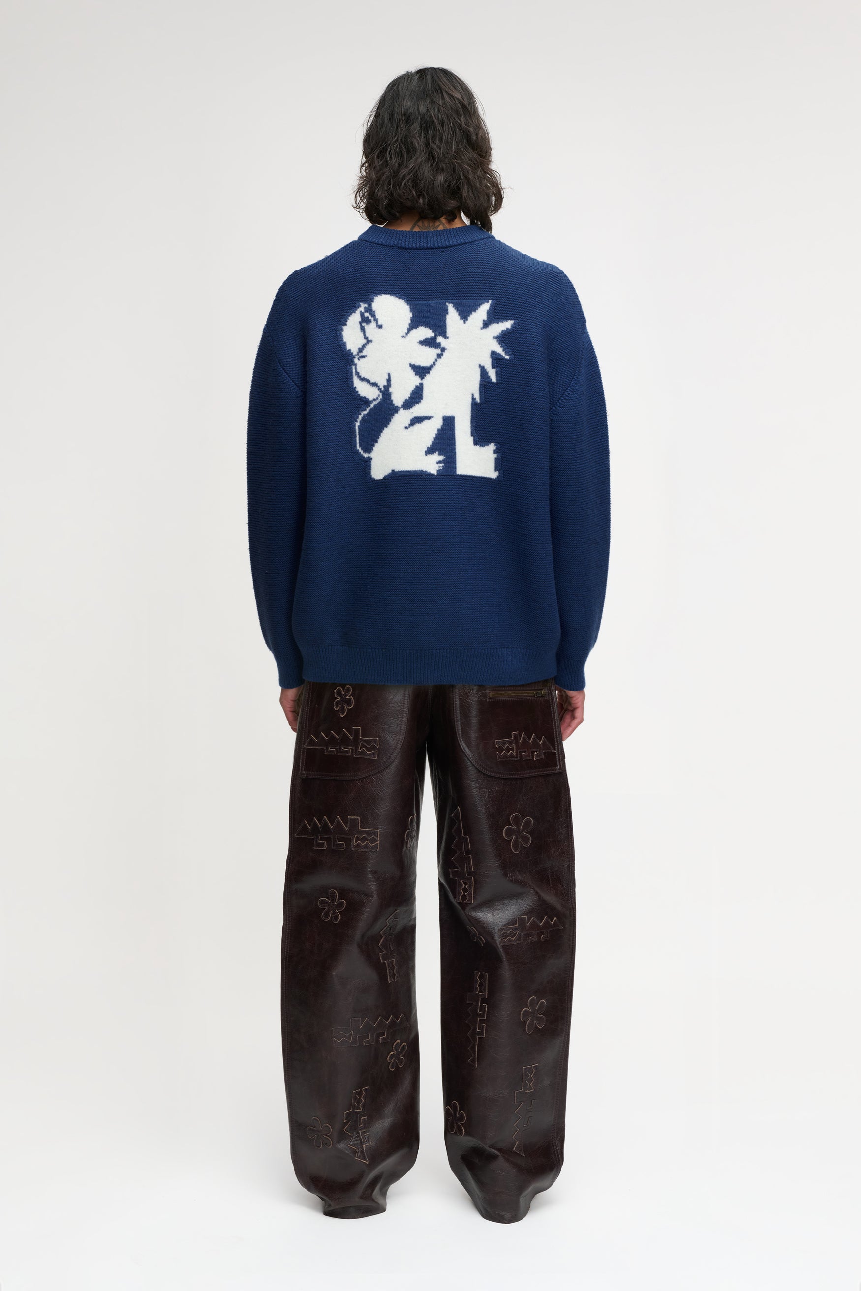 LION KNIT SWEATER BLUE