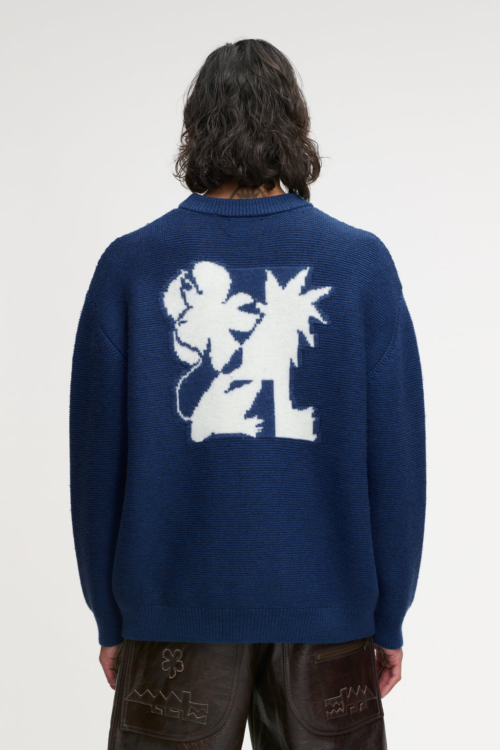 LION KNIT SWEATER BLUE